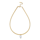 Dainty gold-plated stainless steel cubic zirconia choker necklace for women, waterproof daily jewelry, perfect for parties or gifts.