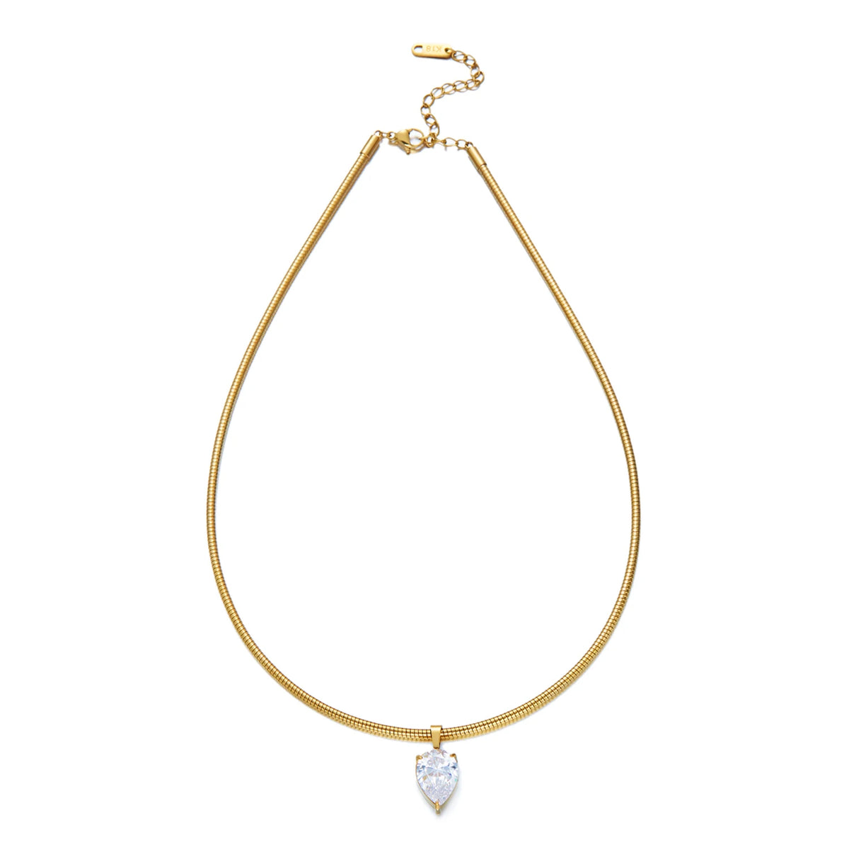 Dainty gold-plated stainless steel cubic zirconia choker necklace for women, waterproof daily jewelry, perfect for parties or gifts.