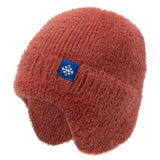 Women's candy color earflap winter hat, soft faux fur knitted beanie in Kpop streetwear style