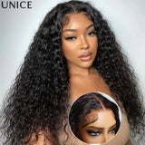 UNice No-Slip 7x5 Lace Water Wave Human Hair Wig With Baby Hair & Drawstring Pre Cut Pre Bleached Glueless Wig Ready To Wear Go