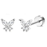 Drperfect 1Pair Flat Back Earrings for Women Surgical Steel Earrings for Sensitive Ears Hoop Stud Cartilage Tragus Piercings