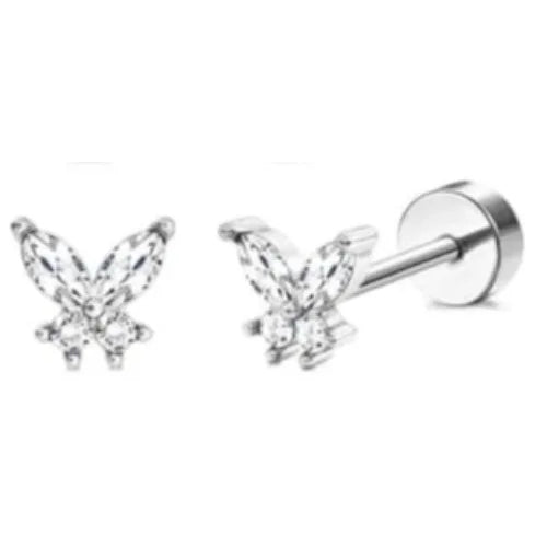 Drperfect 1Pair Flat Back Earrings for Women Surgical Steel Earrings for Sensitive Ears Hoop Stud Cartilage Tragus Piercings