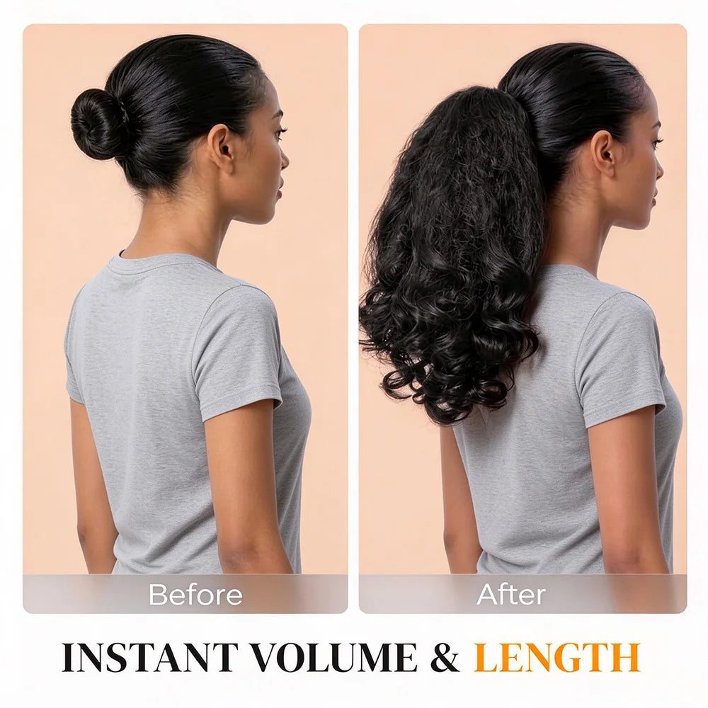 Kinky Straight With Spiral End Drawstring Ponytail Human Hair Extensions 100% Real Human Hair Brazilian Remy For Black Women