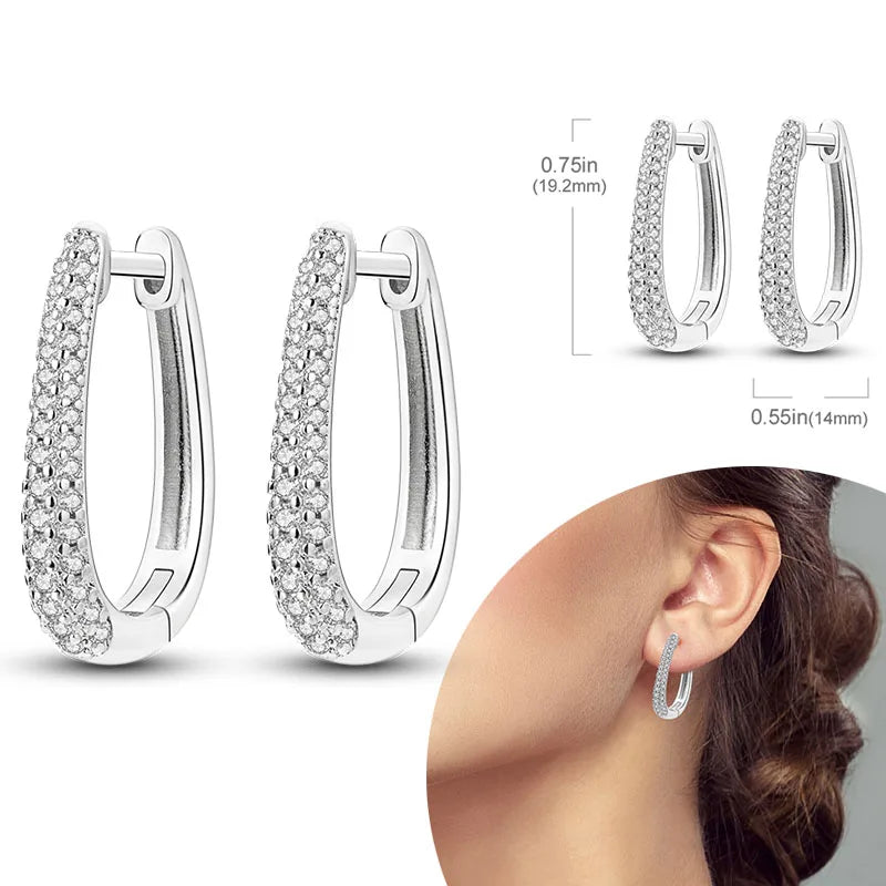 925 sterling silver hoop earrings with zirconia, hypoallergenic jewelry for women and girls