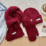 Women's knitted wool hat, scarf and gloves set in soft cashmere, HSF Marketplace winter accessories ensemble