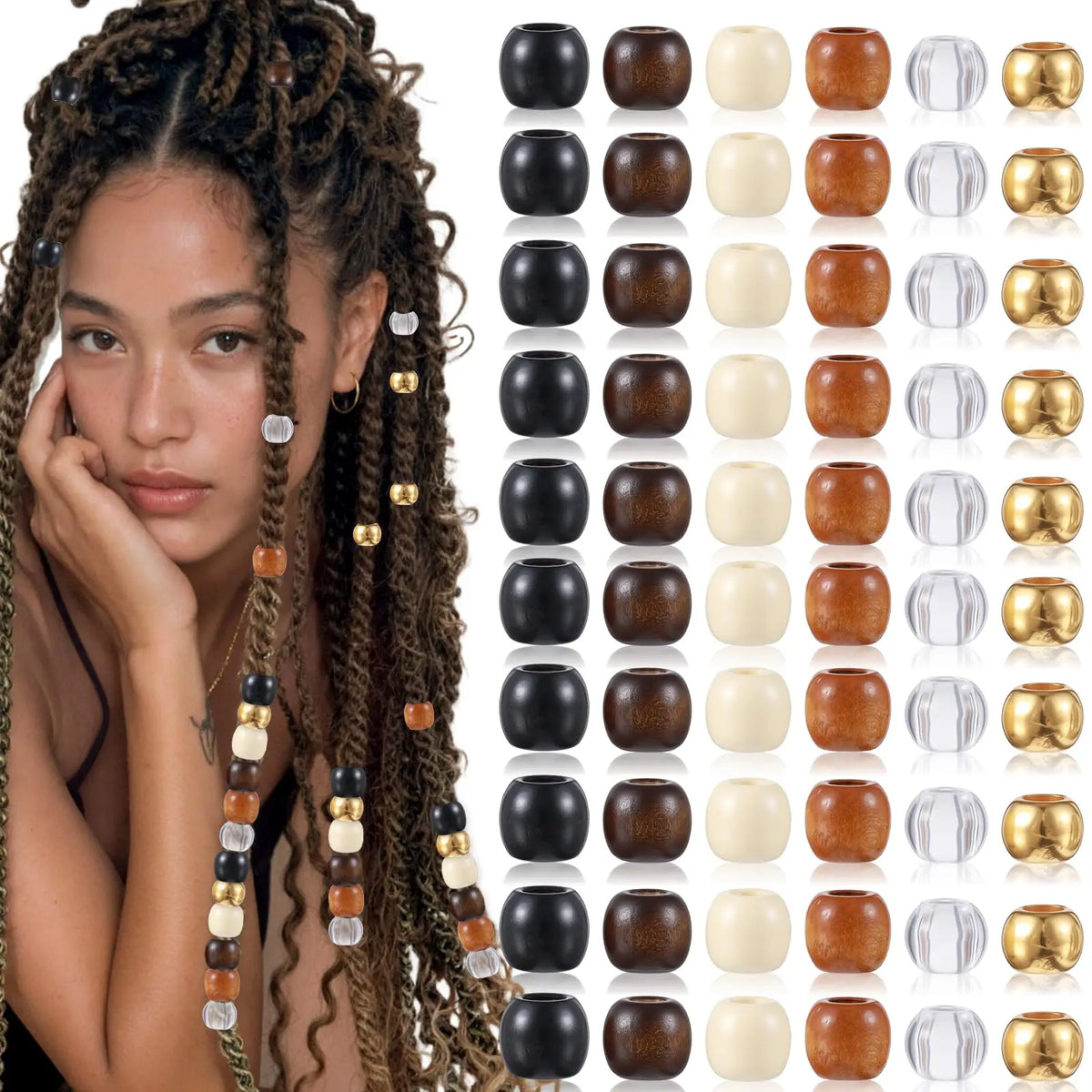 Multicolor hair rings and beads set for creative dreadlocks styling by HSF Marketplace