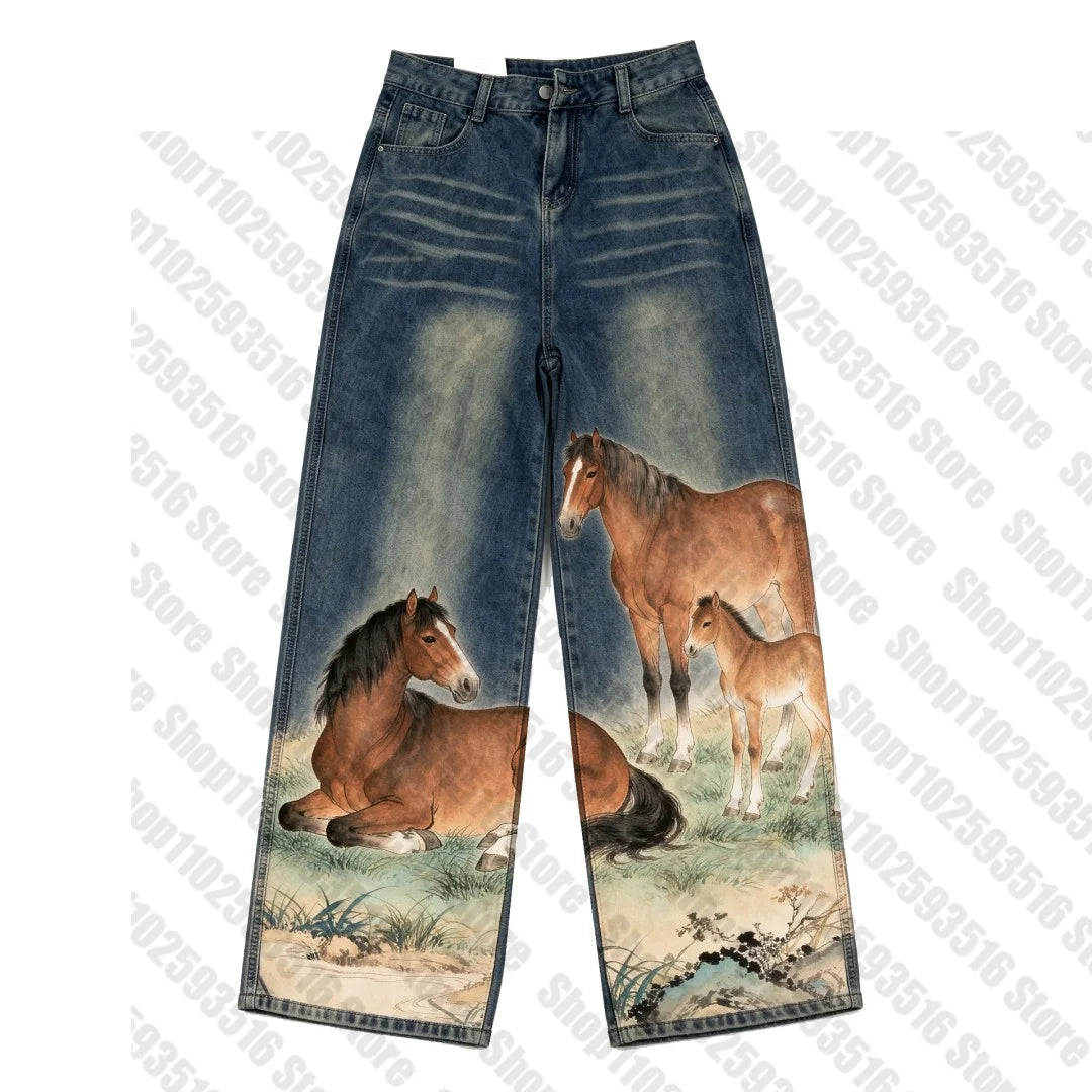Vintage kawaii low-rise Y2K jeans for women in trendy Korean fashion style