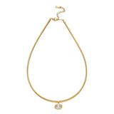 Gold-plated stainless steel choker necklace with cubic zirconia accents, waterproof jewelry for women, perfect for daily or party wear.