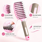 3Pcs Pink Hair Brush Set with Spray Bottle Air Cushion Massage Comb Hollow Vent Detangling Brush Wet Dry Hair Styling Salon Tools