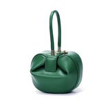 HIFASHION small genuine leather top handle bag for women, elegant evening party purse with round luxury design