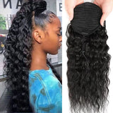 Straight unprocessed Brazilian human hair drawstring ponytail extension for Black women