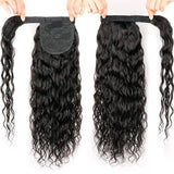 Water Wave Ponytail Extensions Human Hair Wrap Around Corn Wave Pony Magic Paste Brazilian Human Hair Extensions for Women