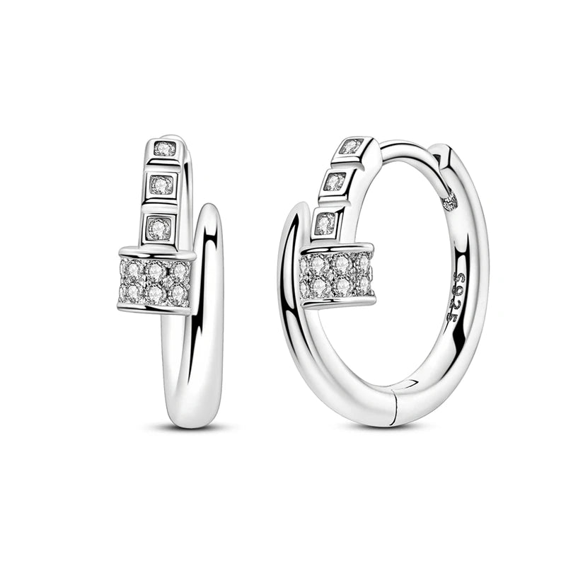 Hypoallergenic CZ zircon hoop earrings in 925 sterling silver by HSF Marketplace