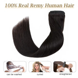 120g 8-piece straight clip-in extensions, 100% unprocessed Brazilian Remy human hair in natural black
