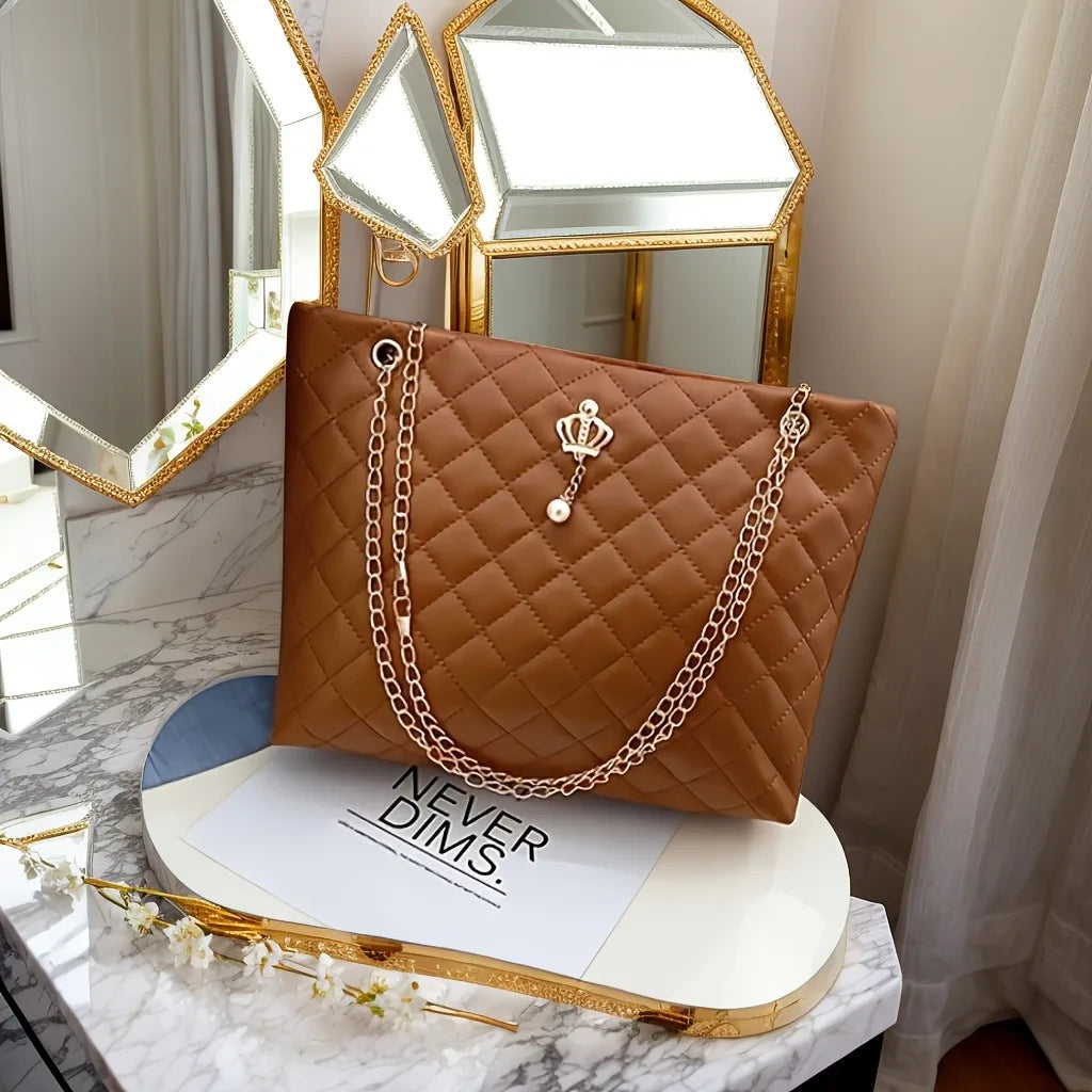 Stylish soft leather shoulder bag for women, versatile HSF Marketplace tote handbag