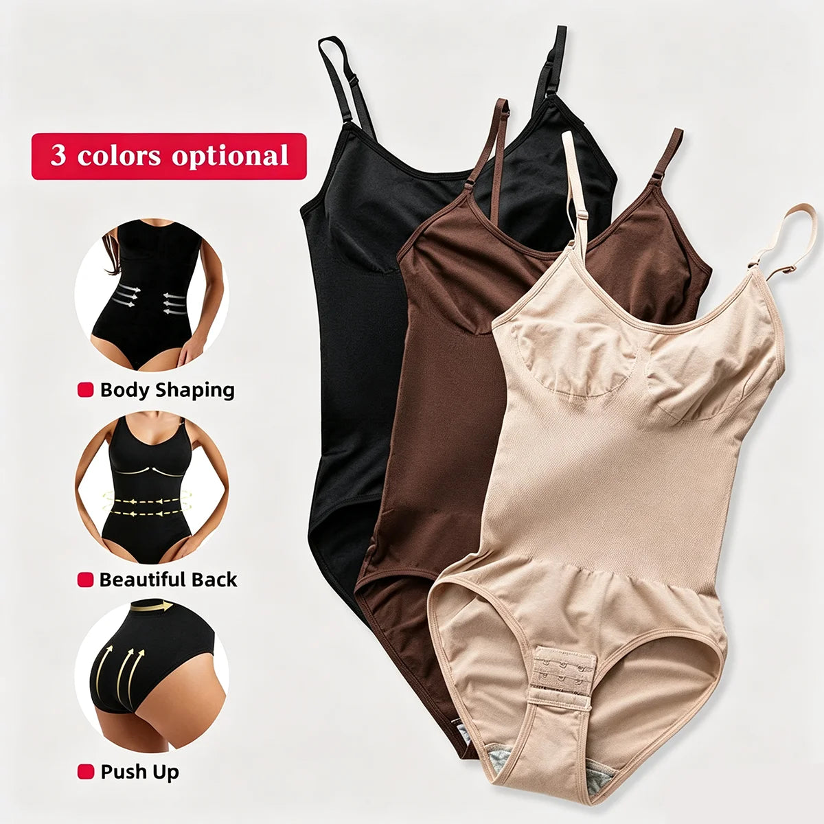 Women's seamless shapewear butt-lifter bodysuit with open crotch and high-elastic smoothing design by HSF Marketplace