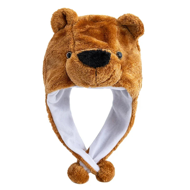 Women's HSF Marketplace plush 3D animal-style winter hat with funny decorative design