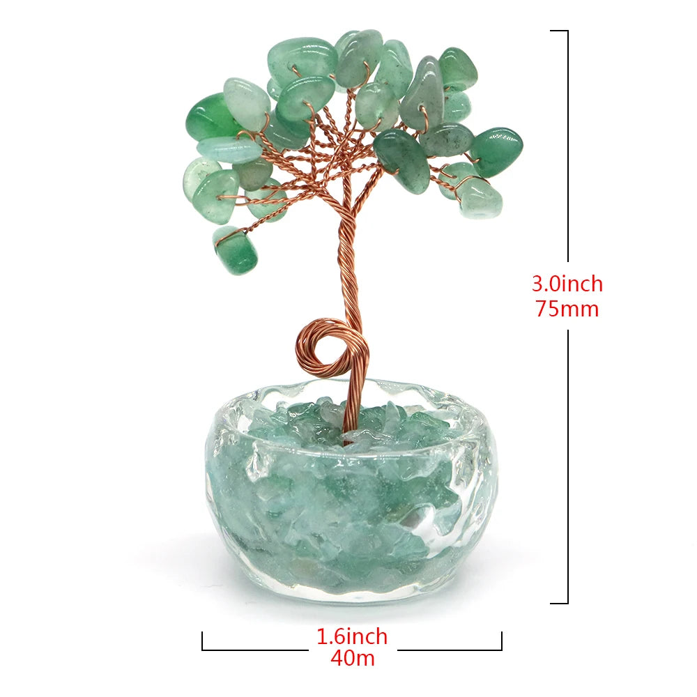 Lucky Money Tree Natural Crystals Aquamarine Fortune Feng Shui Reiki Healing Lapis Lazuli Tree of Life Home Decor Birthday Gifts