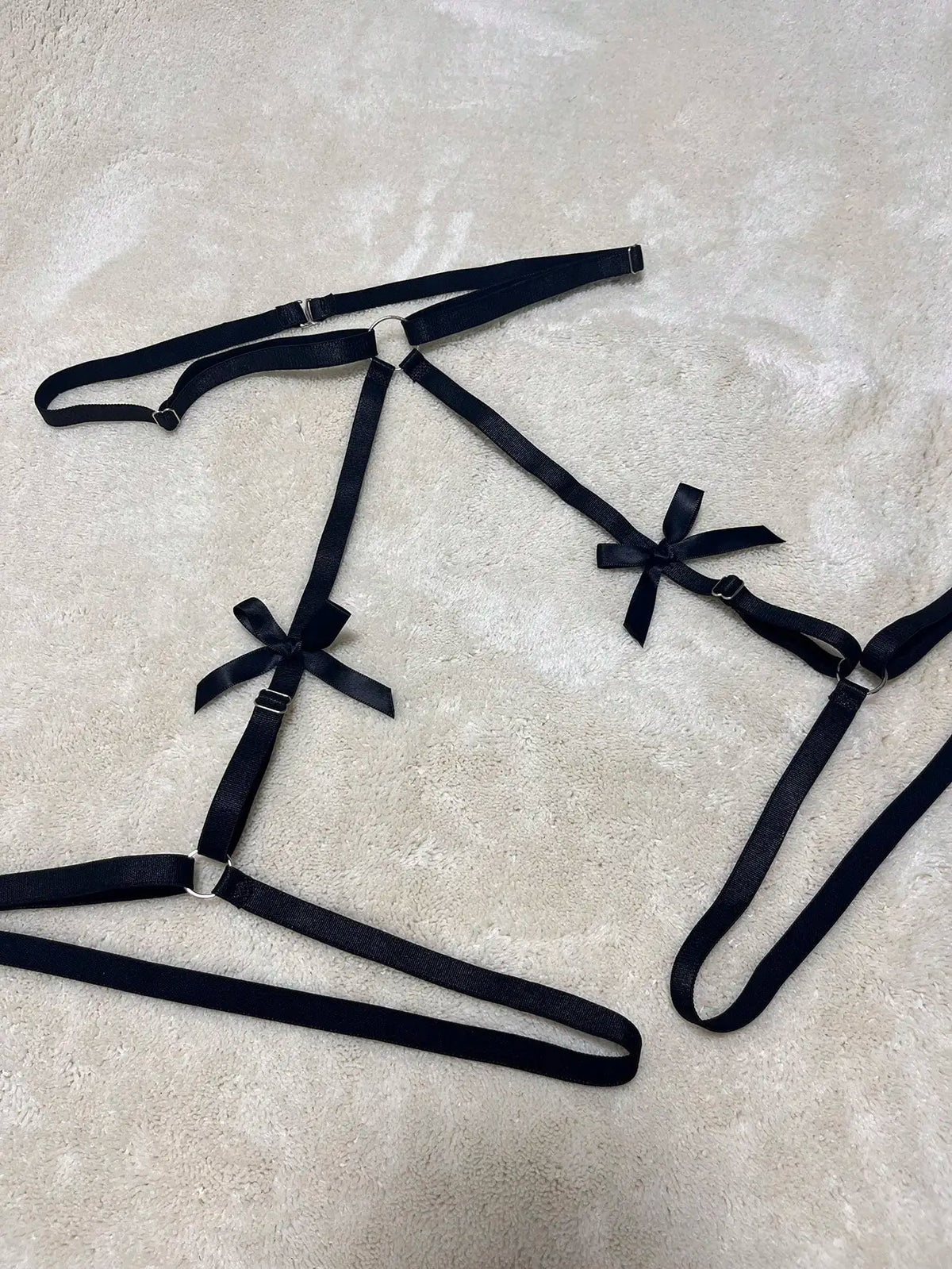 Black gothic punk elastic harness belt with adjustable waist and thigh straps by HSF Marketplace
