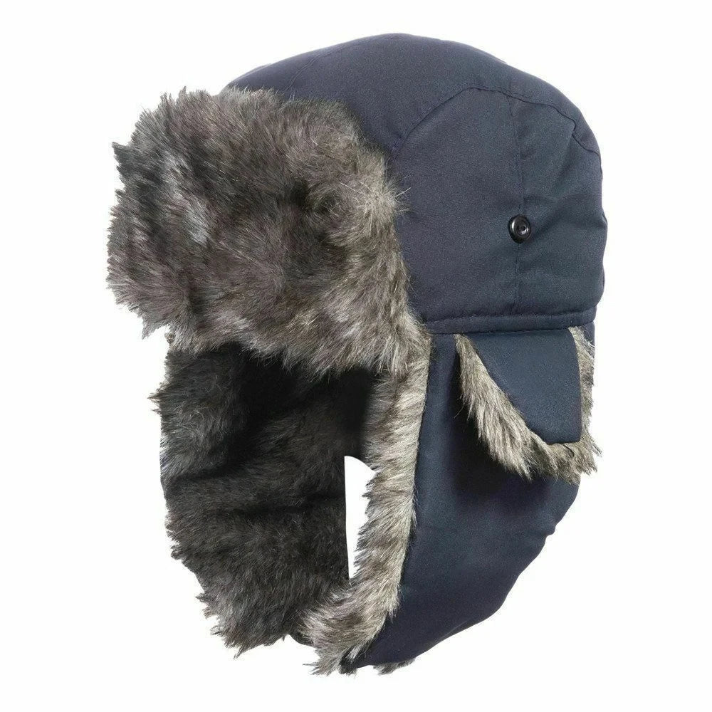 Women's Russian trapper aviator hat with faux fur earflaps, warm winter ski cap in brown HSF Marketplace style