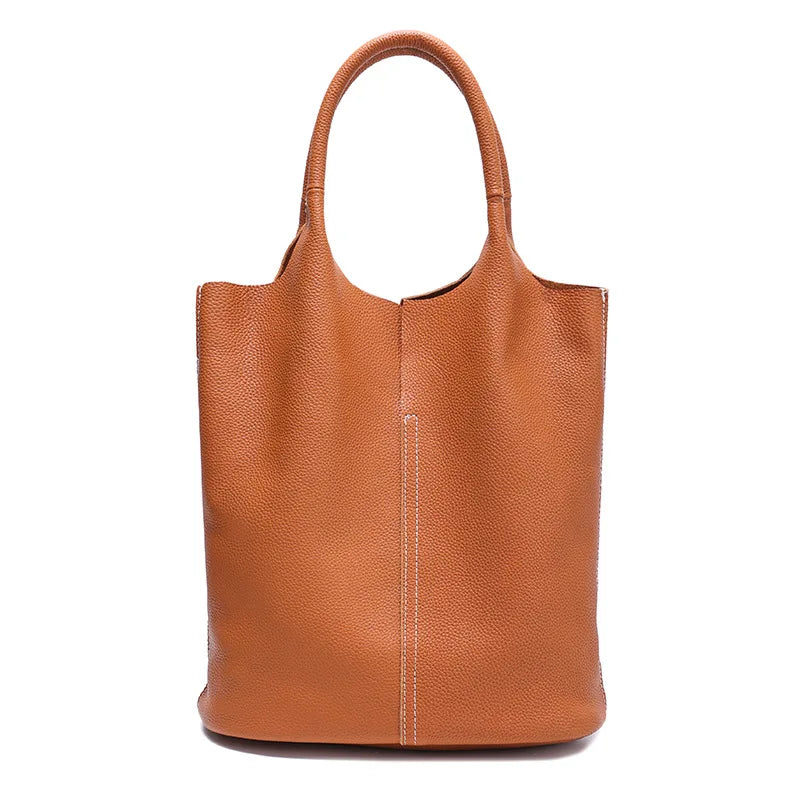 Genuine cowhide leather tote bag for women in a luxury commuter style, by HSF Marketplace