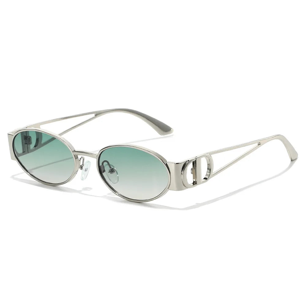 Luxury brand HSF Marketplace women's sunglasses with small oval design, UV400 protection, stylish street fashion shades.