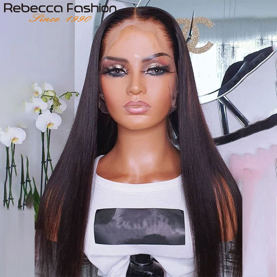 Rebecca bone straight 13x6 lace front human hair wig with transparent lace and lace part for women
