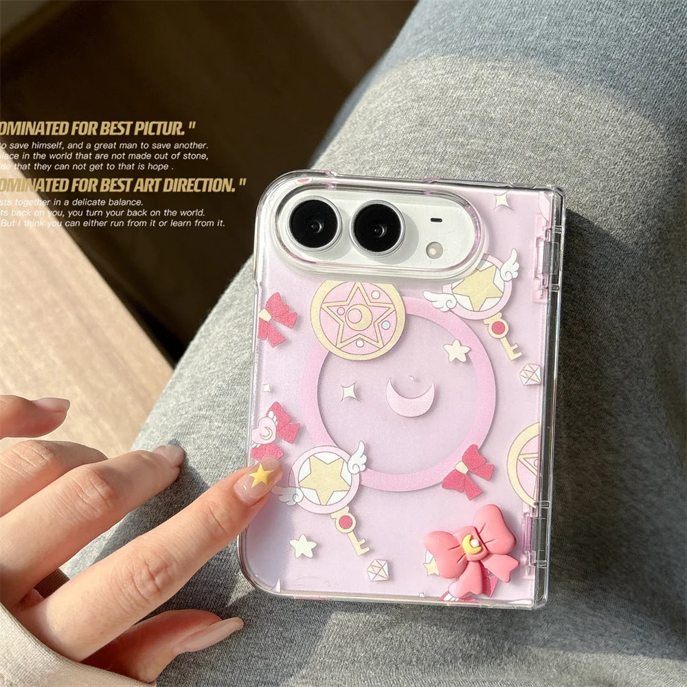 Korean cute pink bowknot folding phone case for iPhone Duo by HSF Marketplace