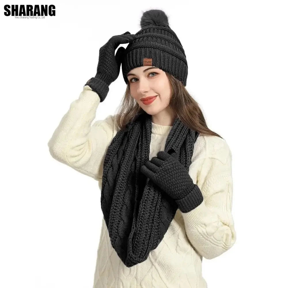 Women's warm winter hat, scarf and gloves set in a coordinated design by HSF Marketplace