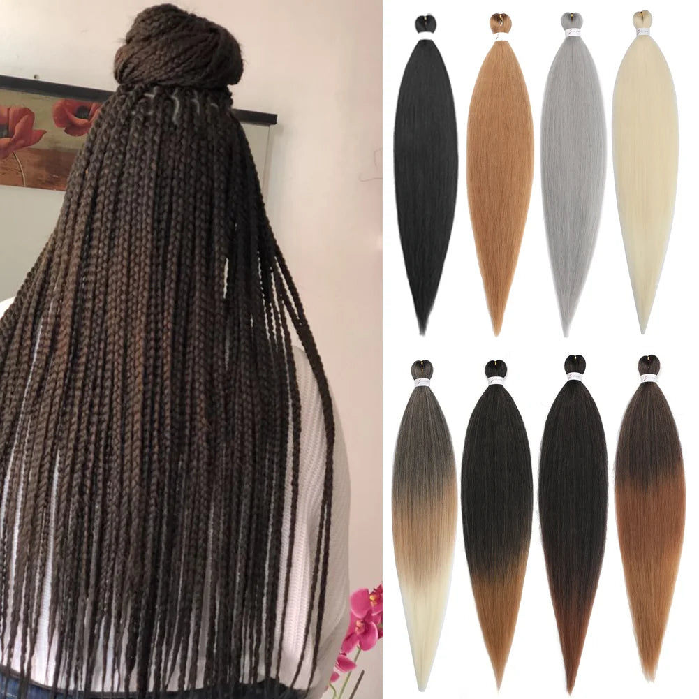 Pre-stretched Braids Hair Professional Itch Free Hot Water Setting Synthetic Fiber Ombre Yaki Texture Braid Hair Extensions