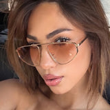 Polygon metal cat eye sunglasses for women with gradient lenses and UV400 protection, stylish and fashionable eyewear by SO&EI.