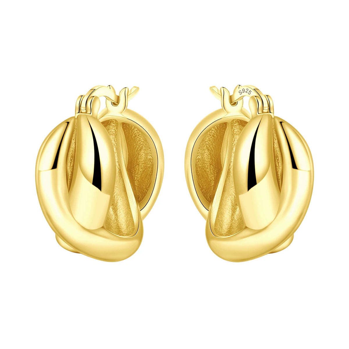 925 sterling silver 18K gold plated cherry blossom butterfly hoop earrings for women