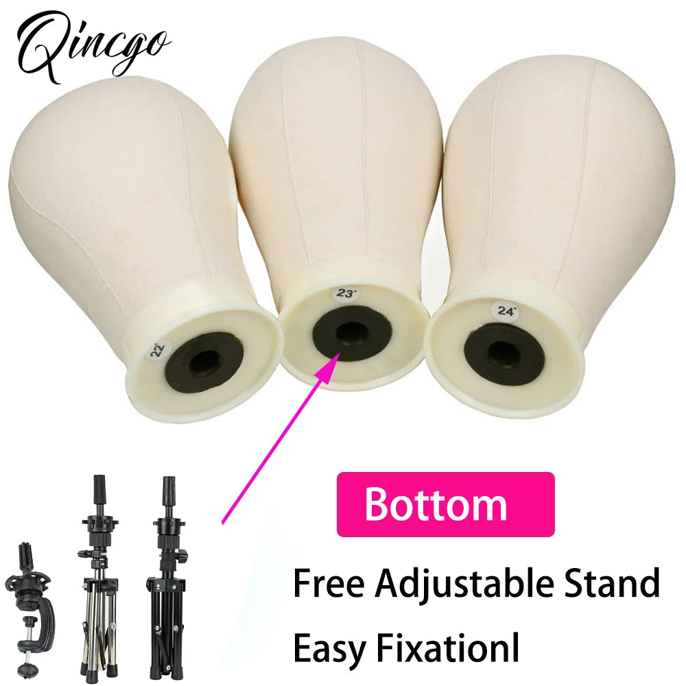 Wig Stand Tripod & Canvas Block Wig Head Adjustable Hairdresser Training Head Stand Set For Wig Display Styling Salon Home Used
