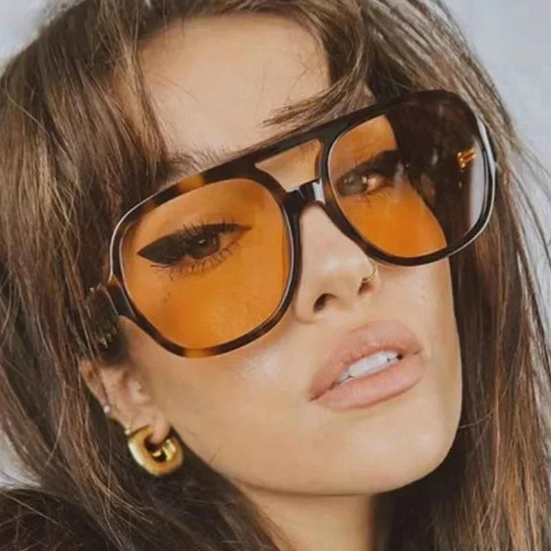 Square big frame sunglasses for men and women by HSF Marketplace, lightweight black and yellow UV protection sun glasses.