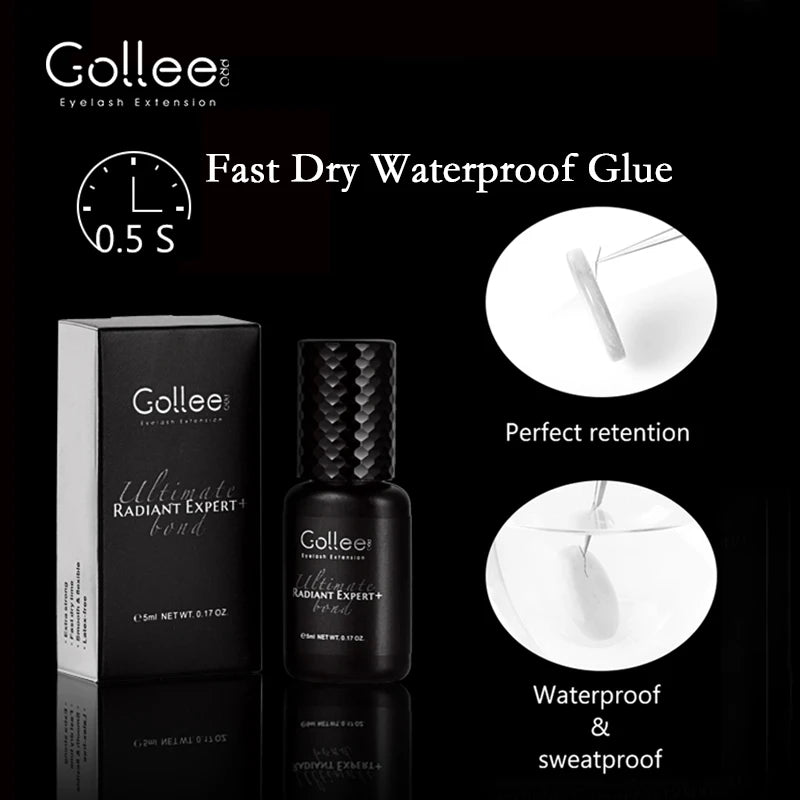 Gollee 0.5s Fast Dry Lash Extension Glue Professional Lash Adhesive Lasting 6-8 Weeks Waterproof Grafting Eyelash Super Bonder