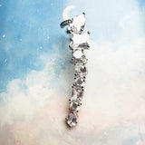 925 sterling silver single ear climber stud with glamorous water drop design for women