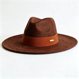 Women's HSF Marketplace suede wide-brim fedora hat in autumn winter felt style