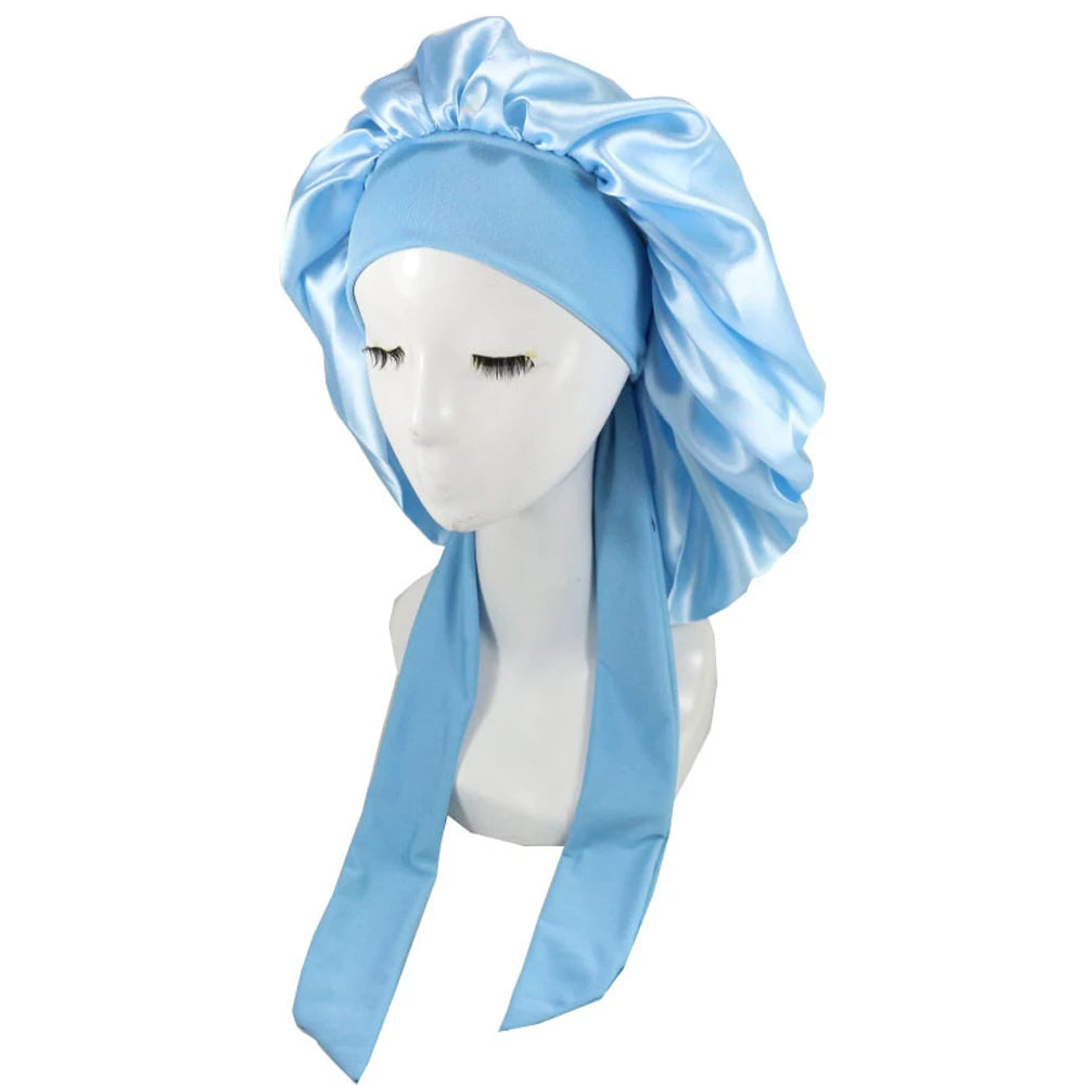Satin sleep cap for hair care by HSF Marketplace, soft stylish nightwear bonnet for protecting hair while sleeping