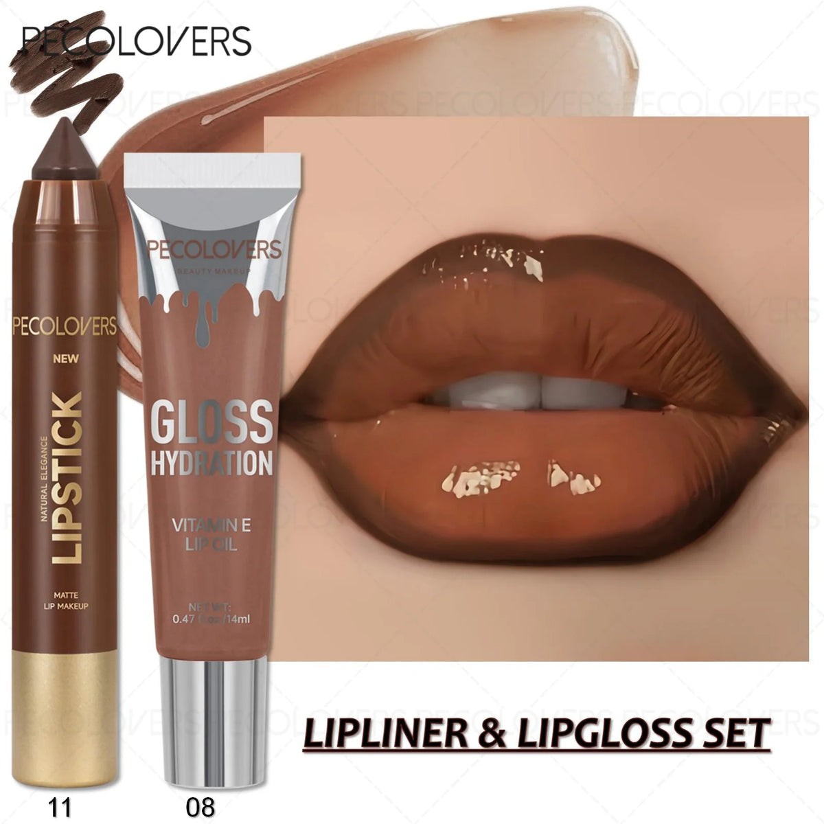 2-piece lip liner and gloss duo with smooth, hydrating formula and vivid color for a moisturizing shine