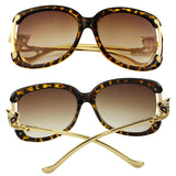 Women's oval retro sunglasses with gold fox design by HSF Marketplace