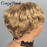 CrazyPearl Colored Light Brown Pixie Cut Wigs Human Hair 100% Short Wigs Human Hair Full Machine Wigs Glueless Wigs Human Hair