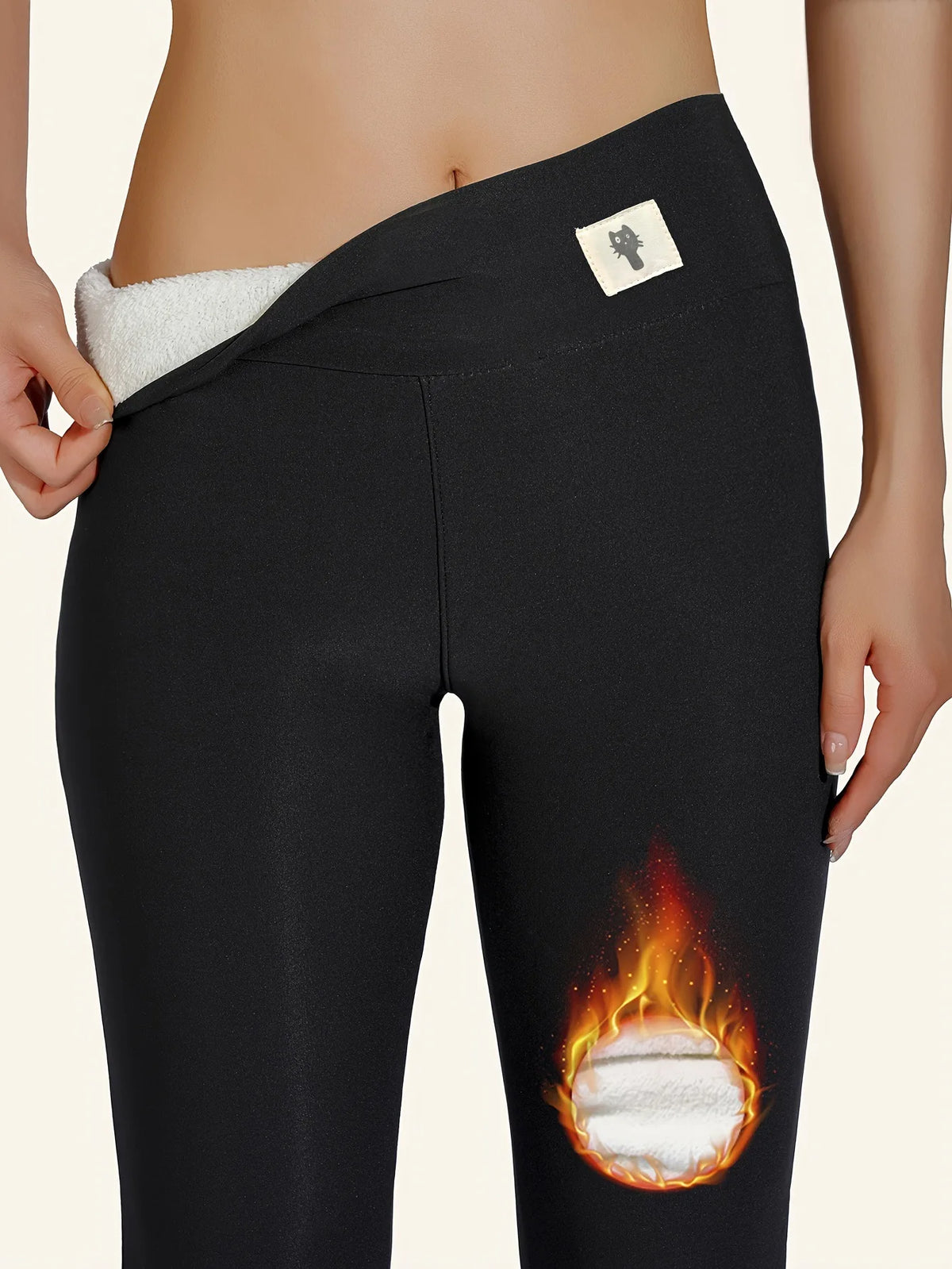 Women's winter fleece leggings by HSF Marketplace, high-waist lamb cashmere joggers in slim velvet fabric
