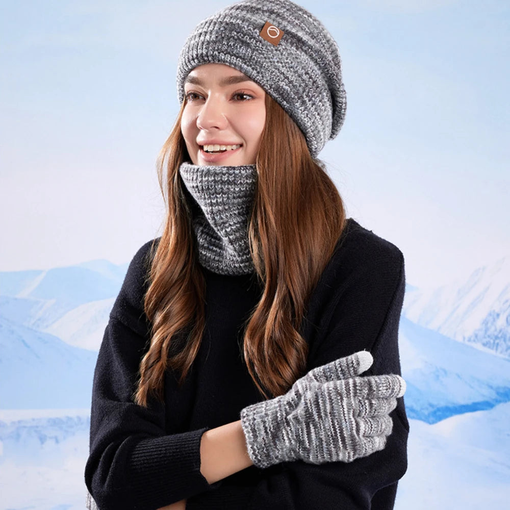 Warm winter beanie hat, scarf and gloves set for cold weather by HSF Marketplace