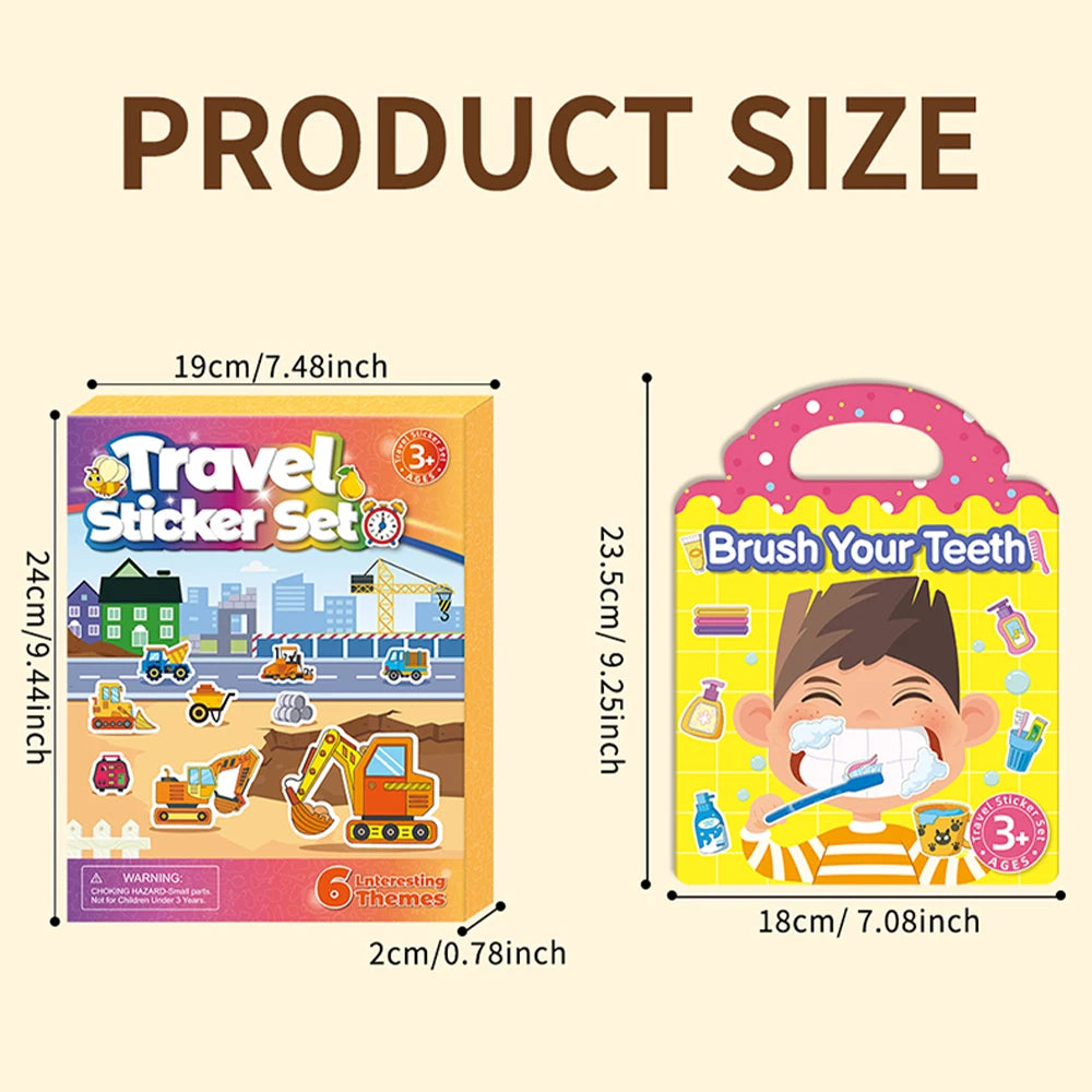 Reusable jelly sticker books for kids, 6-piece multi-scene sticker therapy set by HSF Marketplace