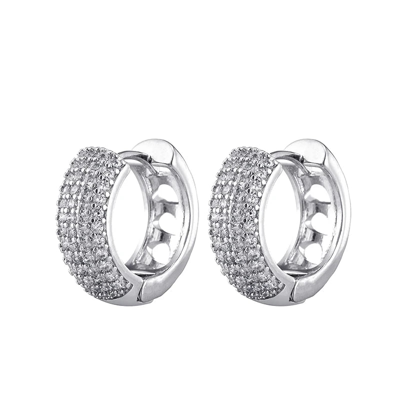 Elegant round zirconia huggie hoop earrings for women by HSF Marketplace
