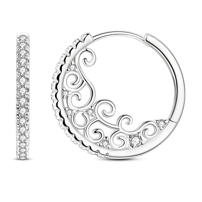 Hypoallergenic CZ zircon hoop earrings in 925 sterling silver, HSF Marketplace jewelry-sold.