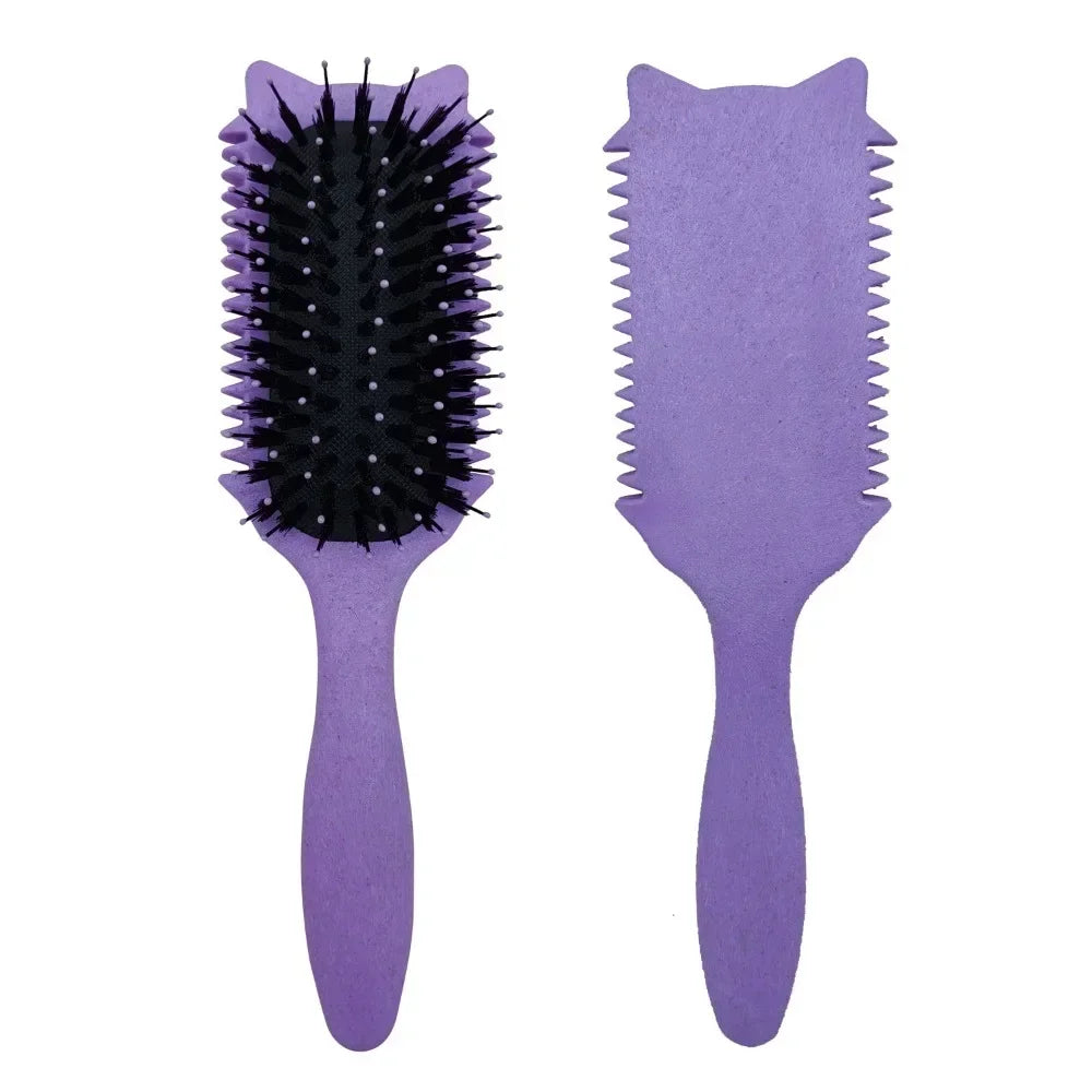 Boar Bristle Curl Defining Brush Detangling & Shaping Styling Tool for Curly Hair Professional Salon Comb for Women & Men