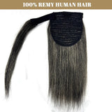 Straight Grandma Gray Ponytail Extension Hairpieces 100% Human Hair for Women Daily Wear  Natural Pony Tail Wrap Around Clip in
