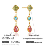 Multicolor geometric drop earrings with 18K gold plating, HSF Marketplace jewelry
