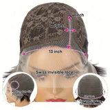 Brown short curly wave lace front wig made with Remy human hair for women